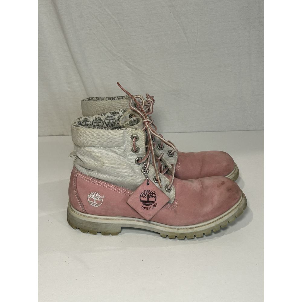 Timberland Pink Leather Suede Boots Womens 8 Work Hiking Shoes Boots Retro Y2K